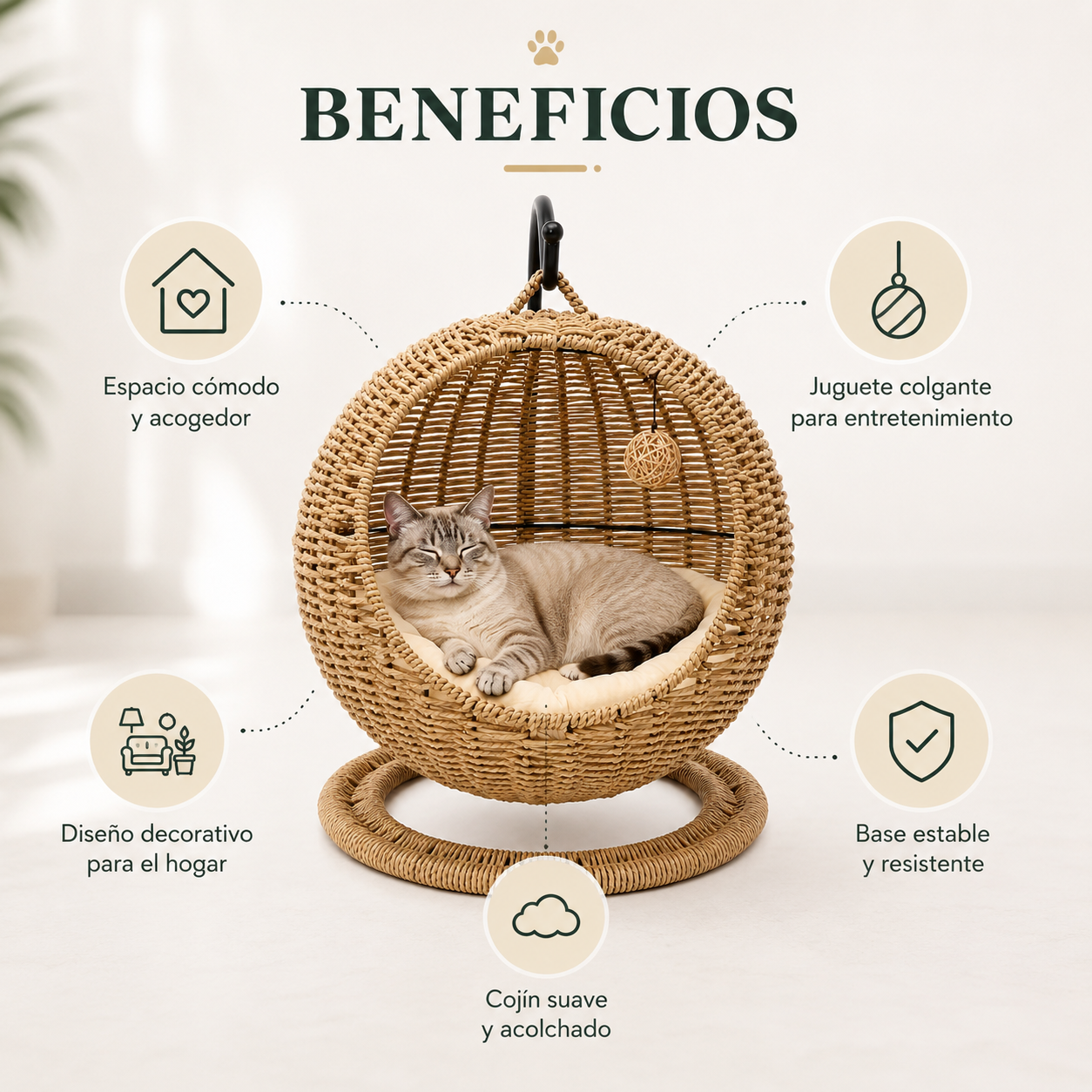 Vantti Swing Columpio de Descanso con Cojín Suave